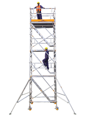 Easy Install Aluminum Scaffolding Mobile Tower Double Width Frame Ladder