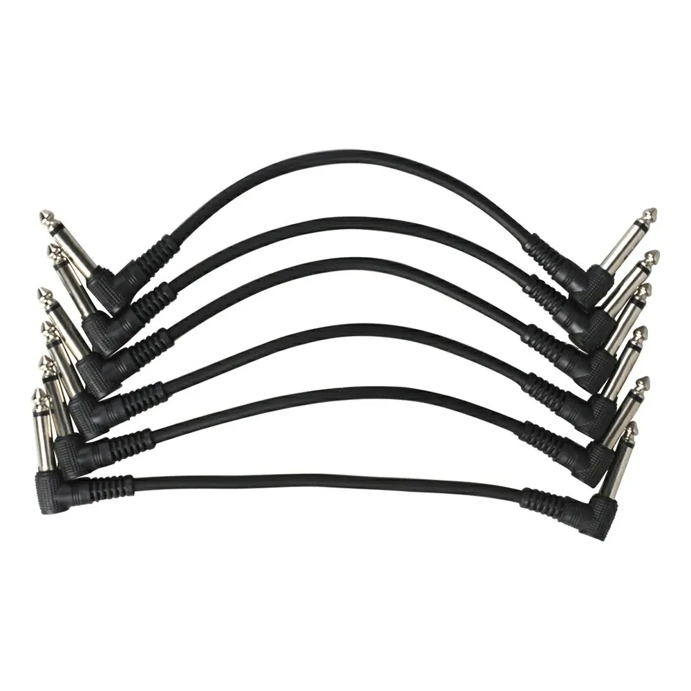 ​​1/6pcs Guitar/Bass Effect Pedal Patch Cable - TS 1/4" Right Angle Shielded Low Noise, Beryllium Copper Core Instrument Cords​​