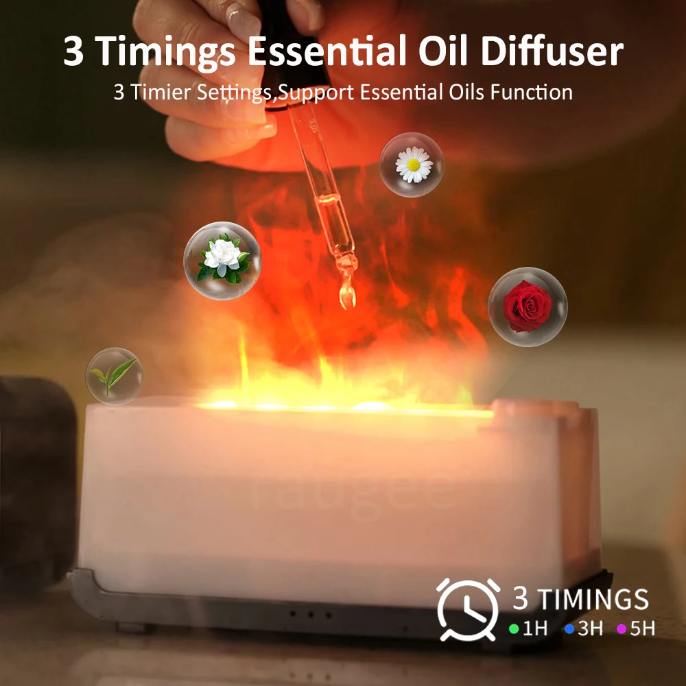 Aroma Diffuser Mini 7 Colorful Flame Air Humidifier Add Essential Oil Aromatherapy with Timing Setting for Home Bedroom Office