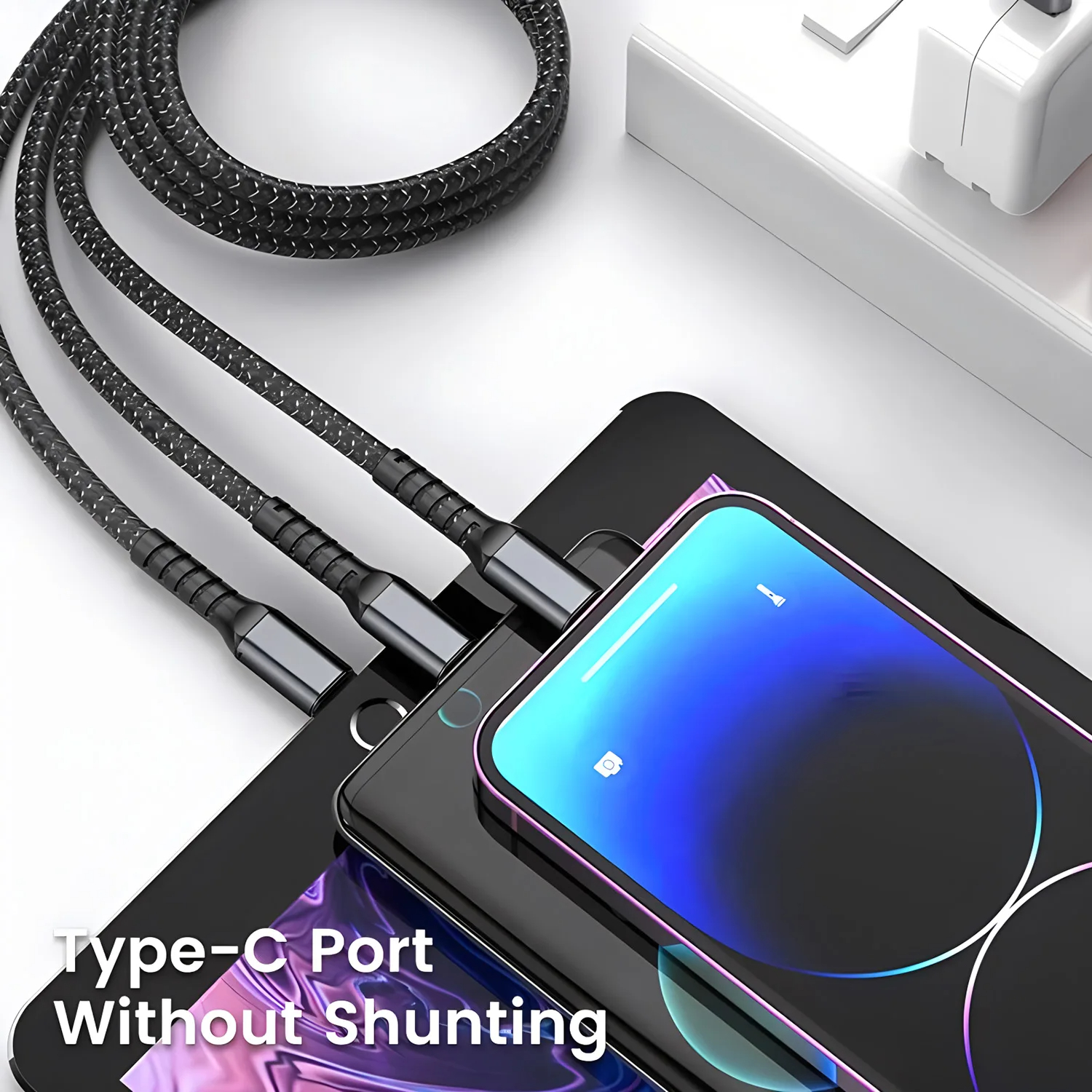 Lámpara piloto transparente 3 en 1 de 100W, Cable de carga súper rápida 6A Universal con Micro Usb tipo C para Samsung, Huawei, Xiaomi, Iphone