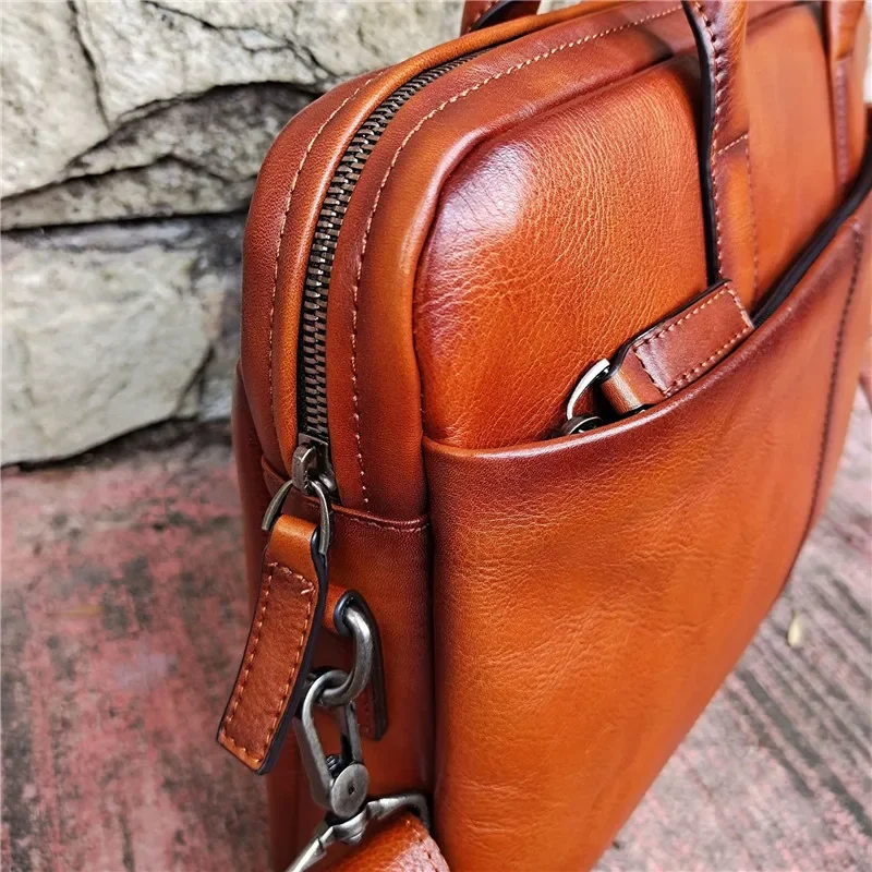 Vintage schwarz kaffee braun vollkorn gemüse gegerbt echtes leder männer a4 umhängetasche portfolio highend m6386