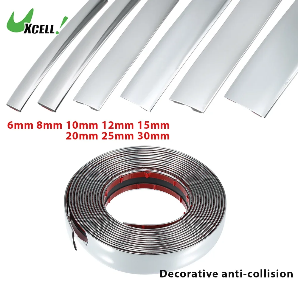 3M/5M Ngoại Thất Xe Ô Tô Chrome Thân Dây Ốp Lưng Cửa Tự Động Bảo Vệ Moulding Tạo Kiểu Viền Miếng Dán Kính Cường Lực 6MM 8MM 10MM 12MM 15MM 20MM 30MM