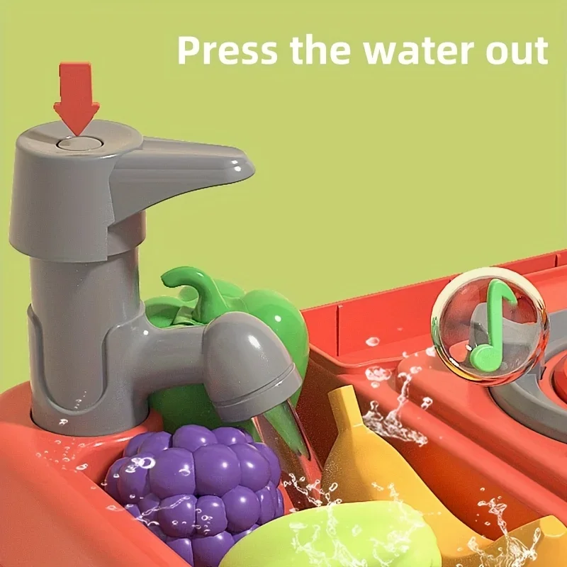 Children Realistic Simulation Kitchen Play Cooking Toys Set Simulation Table Utensils Light Sound Gift for Girls Boys Age Over 3