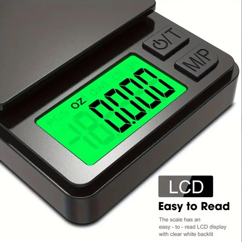 Báscula de bolsillo de precisión 1000 g x 0,01 g-gramo digital, comida, joyería, onzas/báscula de granos con LCD retroiluminado-mini báscula para viajes