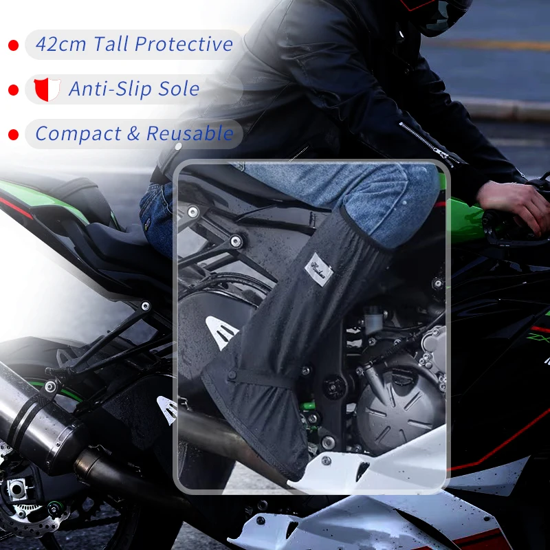 Copristivali da pioggia alti 42 cm Copriscarpe impermeabili in PVC unisex, riflettenti per la sicurezza sul lavoro in bici da moto, protezione dalla pioggia con fango antipolvere
