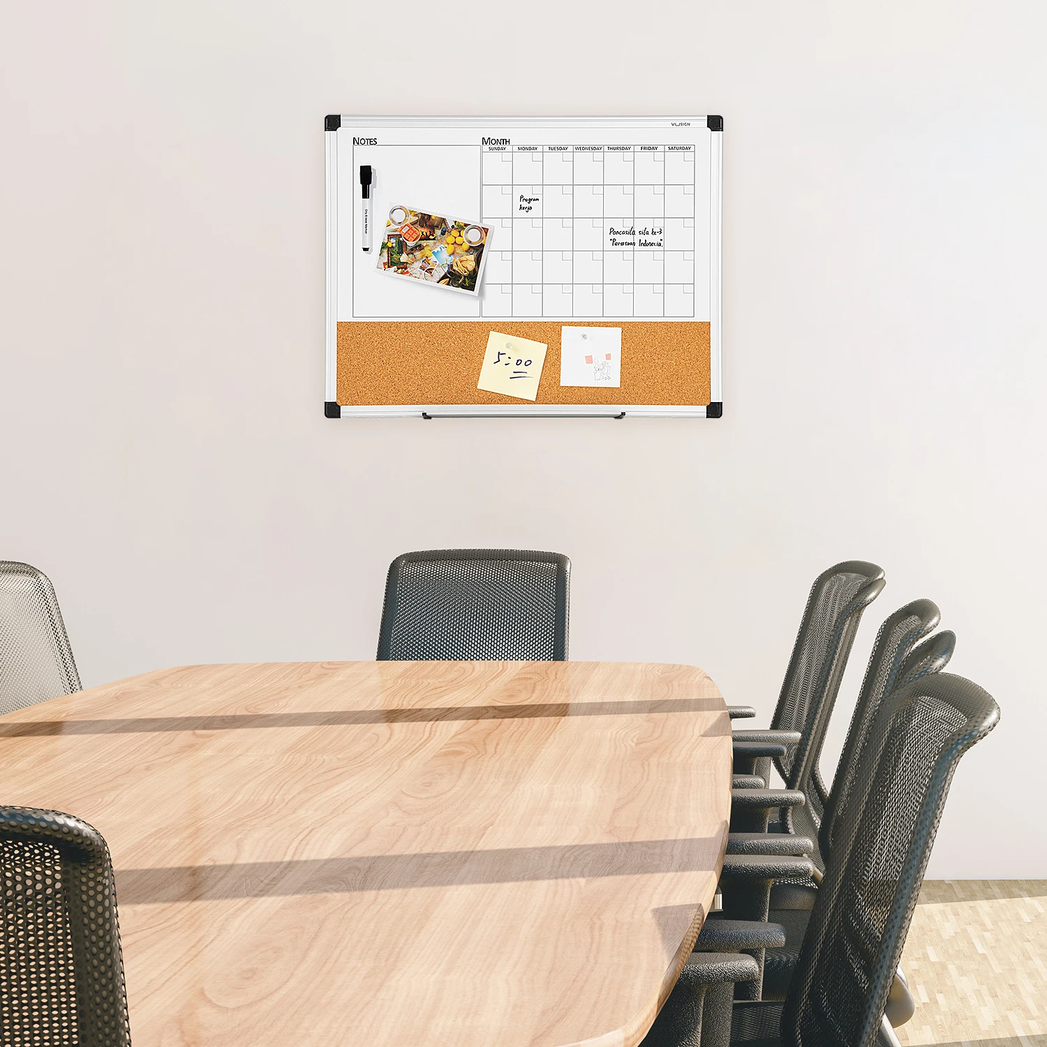 Deli 24"x18" Calendar Combination Board,Whiteboard Durable Dry-Erase Planner for Scheduling, Notes, and Organization