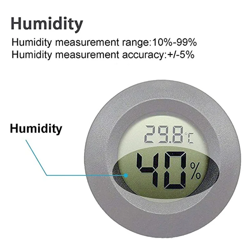 Mini higrómetro termómetro Fahrenheit o Celsius, Monitor Digital LCD, medidor de temperatura de humedad redondo para interiores, 1 ~ 10 Uds.