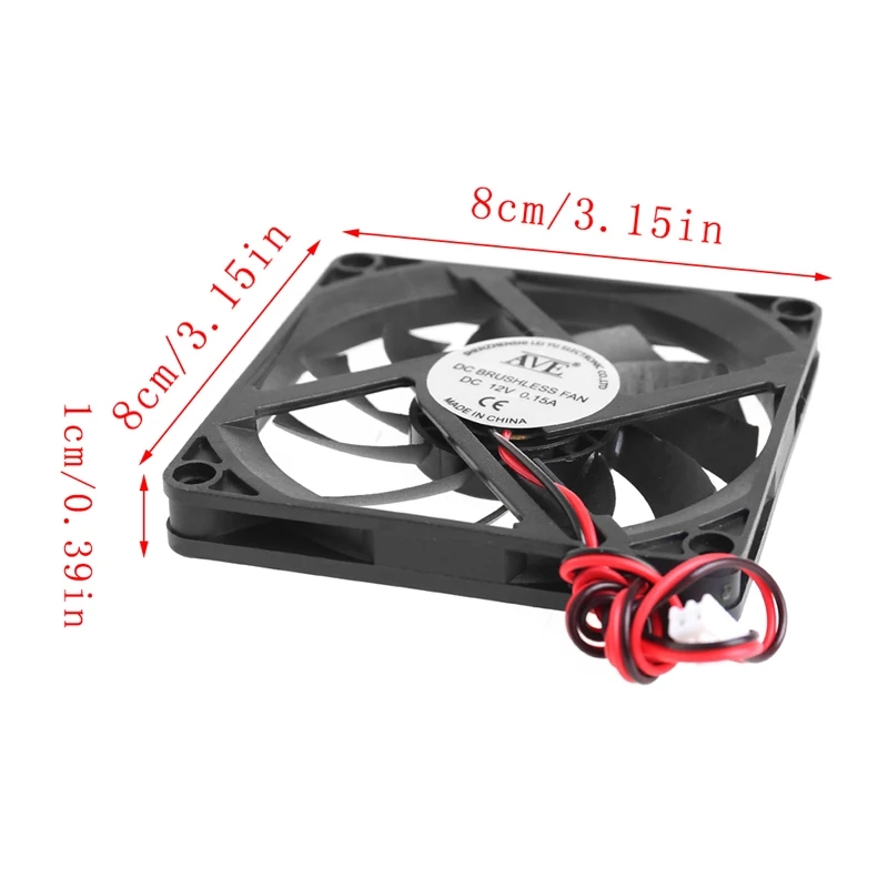 12V 2-poliger 80x80x10mm PC-Computer CPU-System Kühlkörper bürstenloser Lüfter Desktop-PC-Gehäuse Kühler lüfter