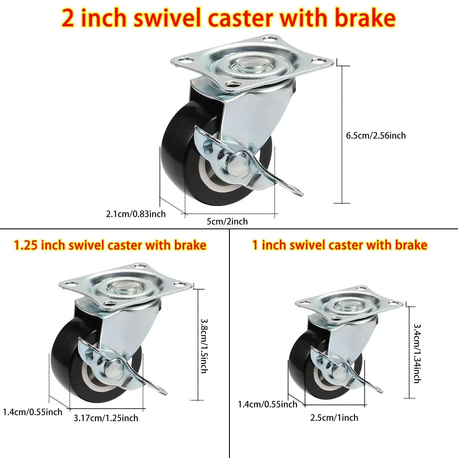 Set Van 4 1 "/1.25"/2 "PVC Meubelwielen Slijtvast Mute Universele Zware Trolley Wielen 360 Graden Zwenkwiel