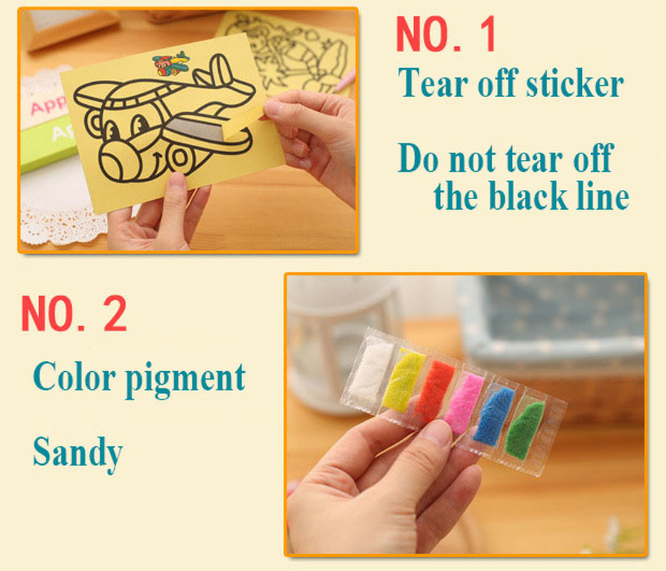 10pcs DIY ภาพวาดทรายชุดของเล่นสําหรับของขวัญเด็กการ์ตูนสัตว์รถ Series อุปกรณ์ศิลปะ Simple อนุบาล Coloring Book