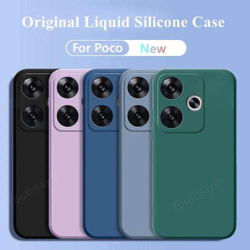 Casing mewah untuk Xiaomi Poco F6 sampul Poco F6 Fundas Coque silikon cair asli casing belakang TPU lunak Poco F6 F5 Pro