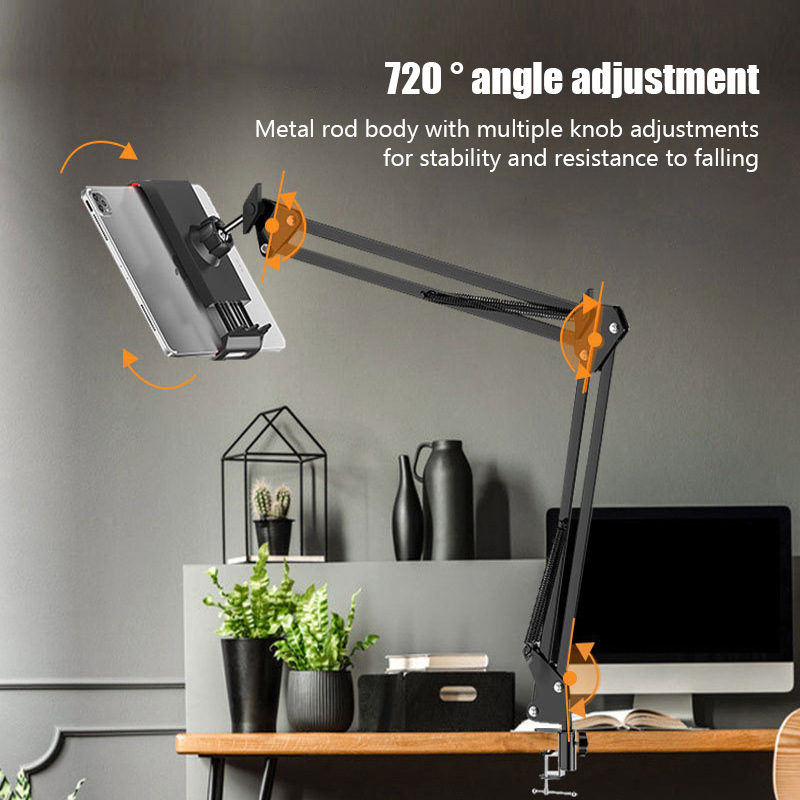 360 °   Rotierender langer Arm-Telefon-Tablet-Halter, Overhead-Ständer, Desktop-Bett, faule freitragende Halterung für Huawei Xiaomi iPhone iPad