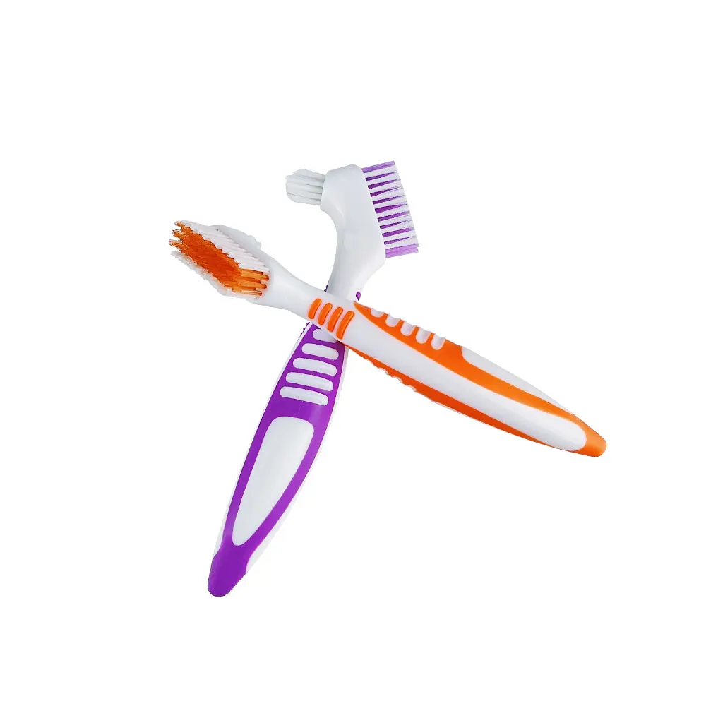 10pcs Denture Cleaning Brush Toothbrushes False Teeth Brush Multi-Layered Bristles Non-Slip Ergonomic Rubber Handle Oral Care