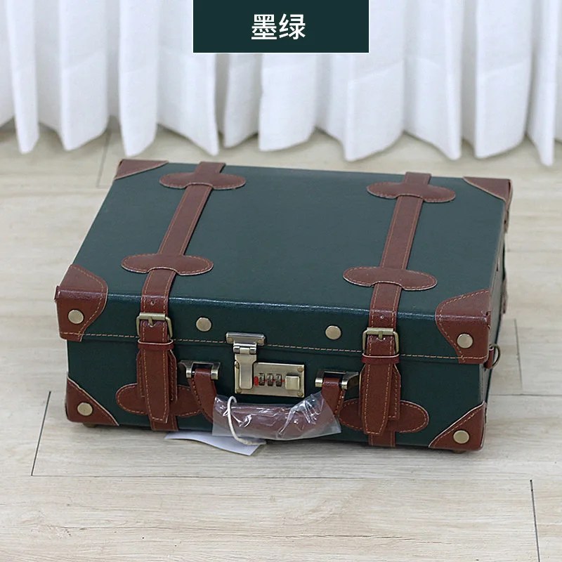 Caja de maquillaje femenina portátil retro, nueva versión coreana, caja de almacenamiento de 13 pulgadas, equipaje para estudiantes, mini regalo portátil, 2024