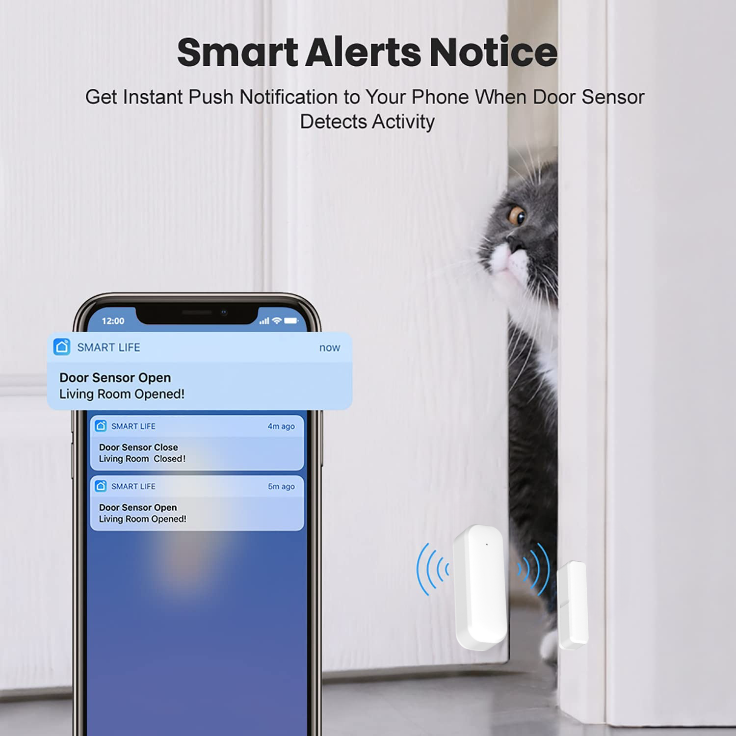 Tuya Door Sensor Window WiFi Wireless Contact Open Close Smart Life APP Remote Control Compatible With Alexa Google Assistant