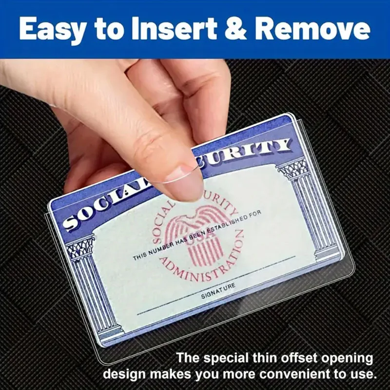 8 pcs of PVC Card Protective Cover Waterproof Soft Transparent for Social Security Medical Insurance Credit Cards Storage Tools