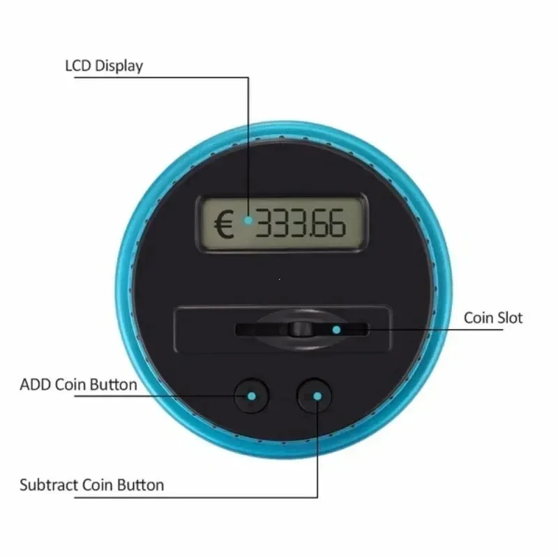 1PC 전자 저금통 카운터 코인 디지털 LCD 계산 코인 돈 저금통 병 코인 보관함 USD 유로 돈 선물용