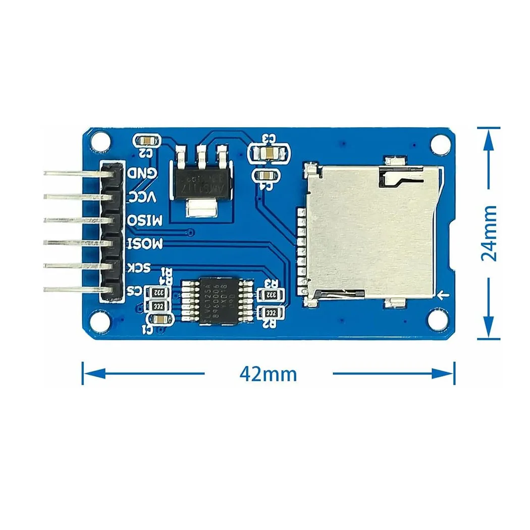 Modulo lettore adattatore scheda Micro SD SDHC TF Perni saldati con chip di conversione del livello dell'interfaccia SPI compatibile con Arduino Raspber