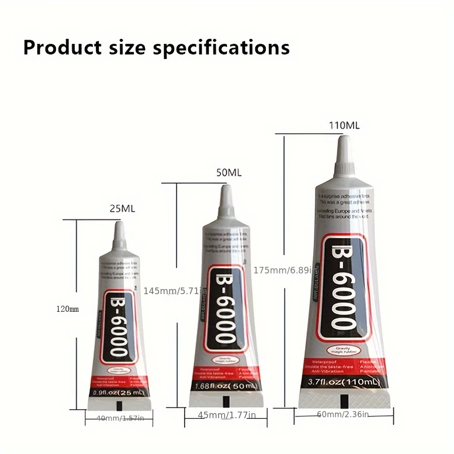 15/25/50/110ML B6000 Superกาวโทรศัพท์โทรศัพท์มือถือหน้าจอสัมผัสกาวซ่อมDIYเพชรเครื่องประดับแก้วอุปกรณ์สํานักงาน