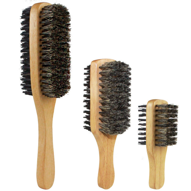 1PC Uomo Spazzola per capelli con setole di cinghiale S/M/L Spazzola ondulata in legno naturale per barba maschile Spazzola per barba a doppio scopo Spazzola per barba a doppia faccia