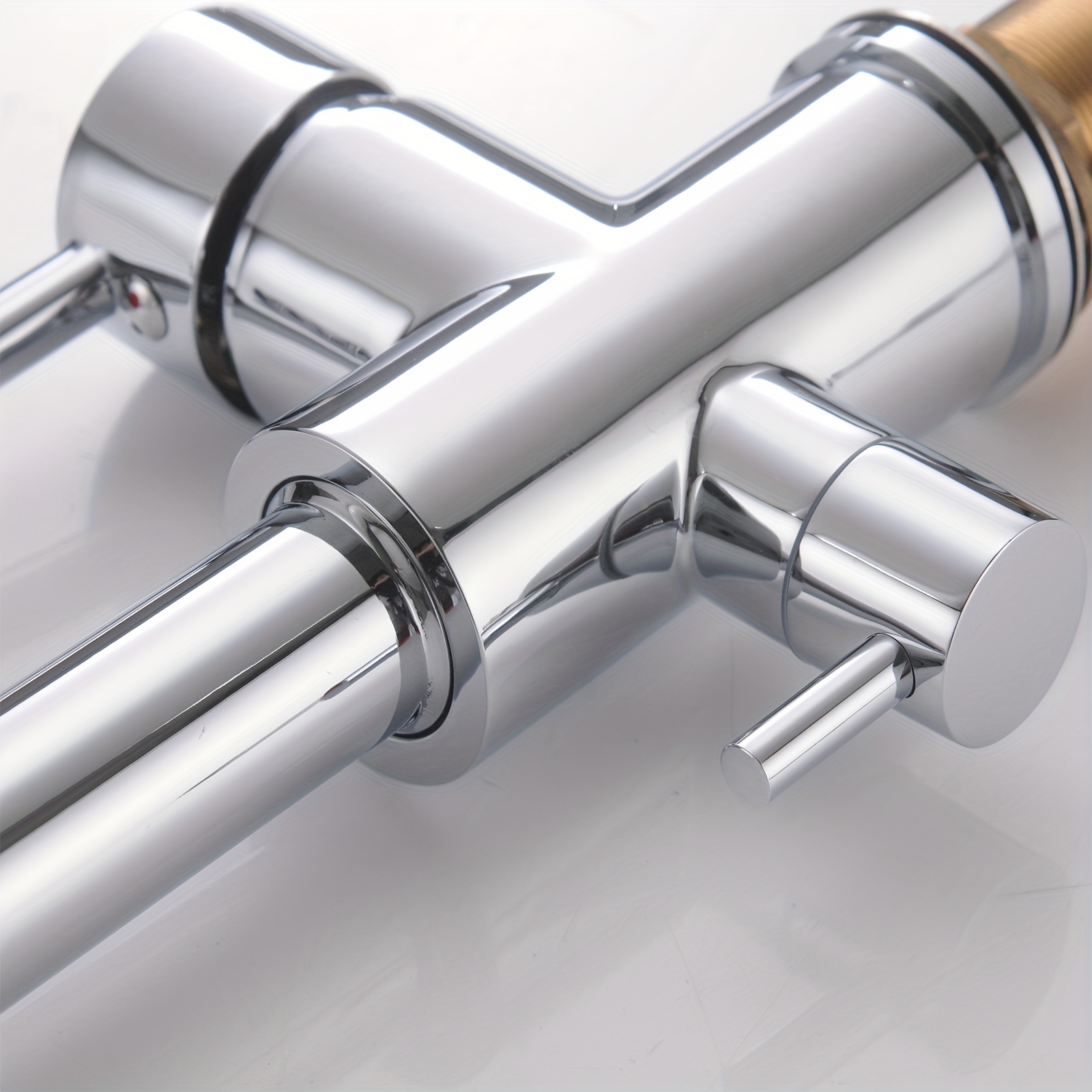 Grifo de cocina chromé, caño giratorio doble, filtro purificador de agua potable, fregadero de latón, grifo mezclador 3 en 1