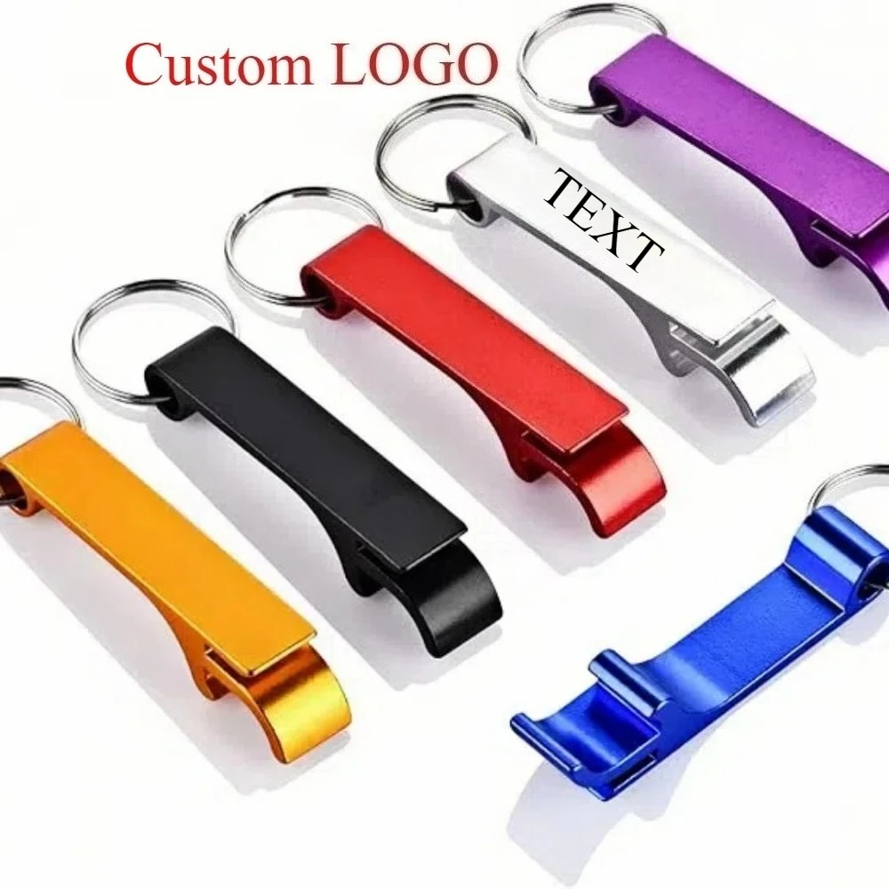 5PCSCustom LOGO Name Bottle Opener Beer Keychain Keyring Multifunctional Laser Carving Key Ring Chain Bar AD Multi Color Gift