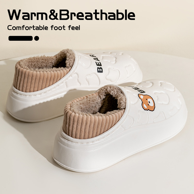 Chinelos de algodão impermeáveis para mulheres no inverno, novo estilo para uso ao ar livre, saco de isolamento doméstico antiderrapante e sapato de algodão de casal