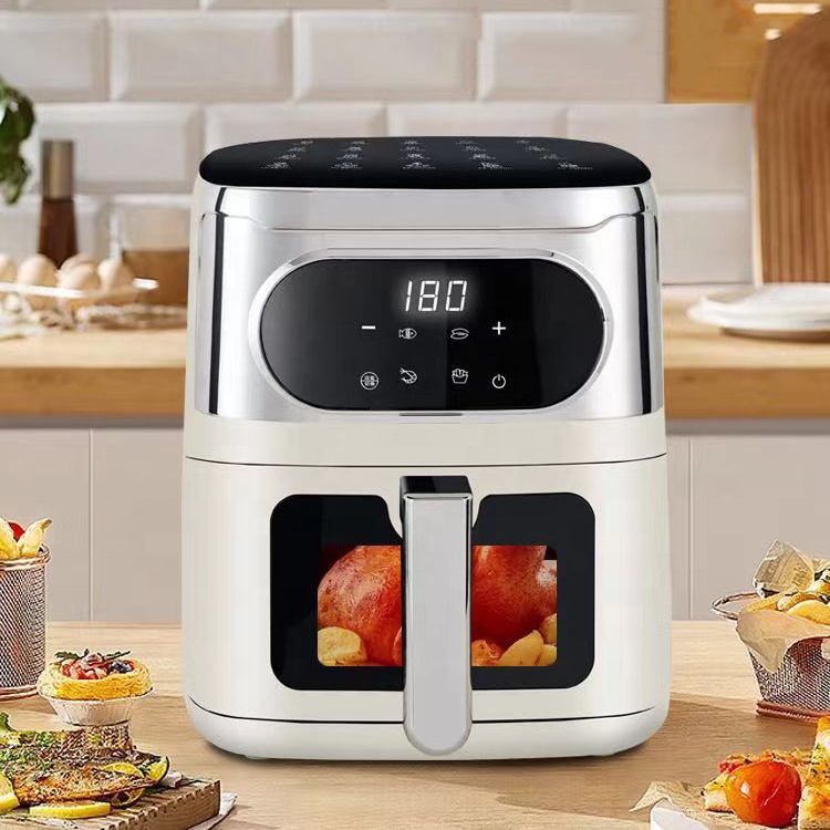 6L 1200W Luchtfriteuse-oven met groot raam Intelligente timing Elektrische slimme luchtfriteuse met touchscreenbediening