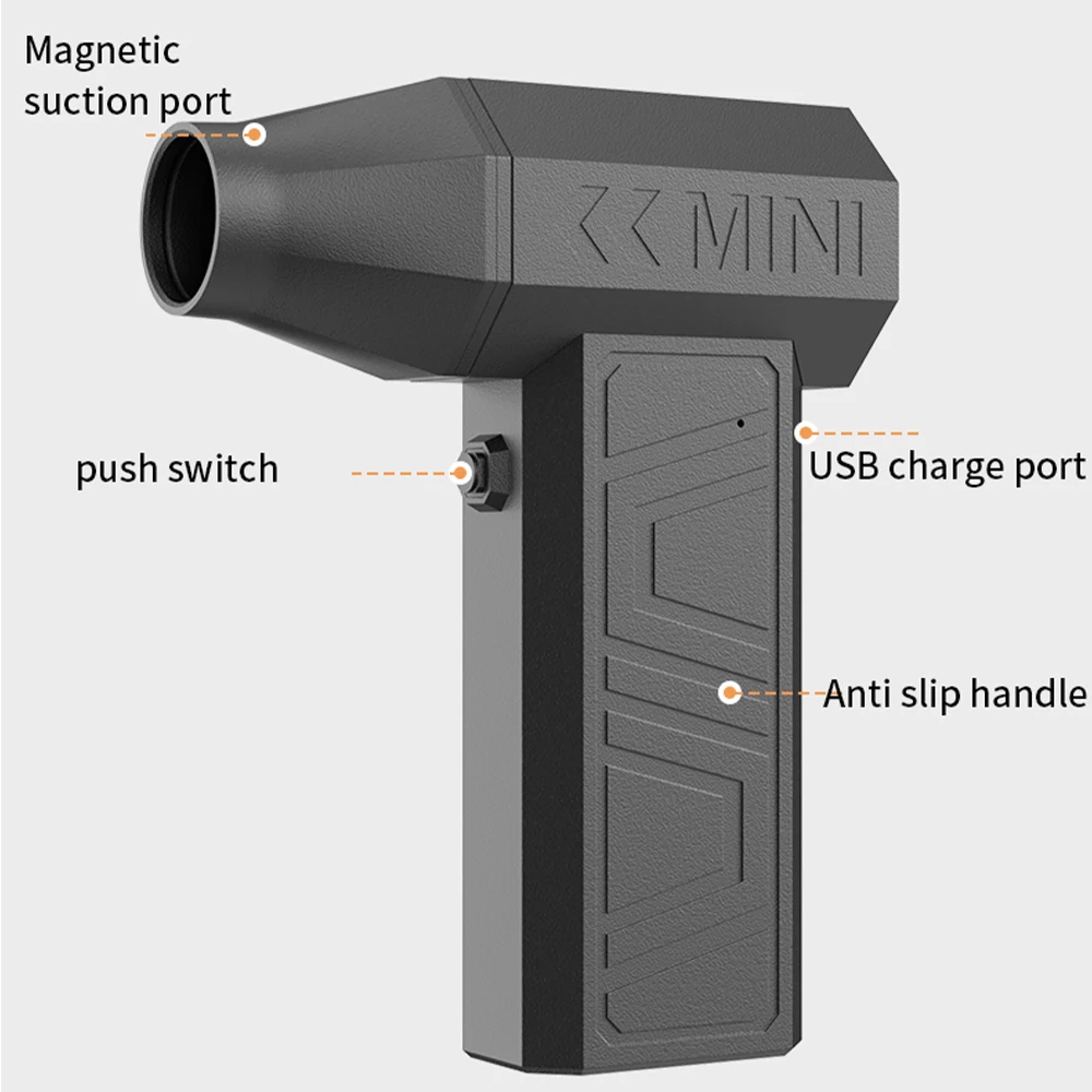 Ultra-Portable 41m/s Blower, 3-Speed & 4000mAh with Dual Magnetic Nozzles for Yard/BBQ/Hair Multi-Scene Use