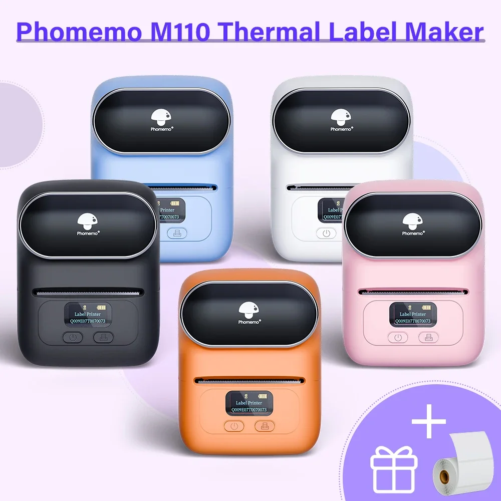 Phomemo M110 термобеспроводной принтер этикеток портативный Bluetooth-наклейка мини-принтер устройство для изготовления этикеток со штрих-кодом принтеры для ценников DIY
