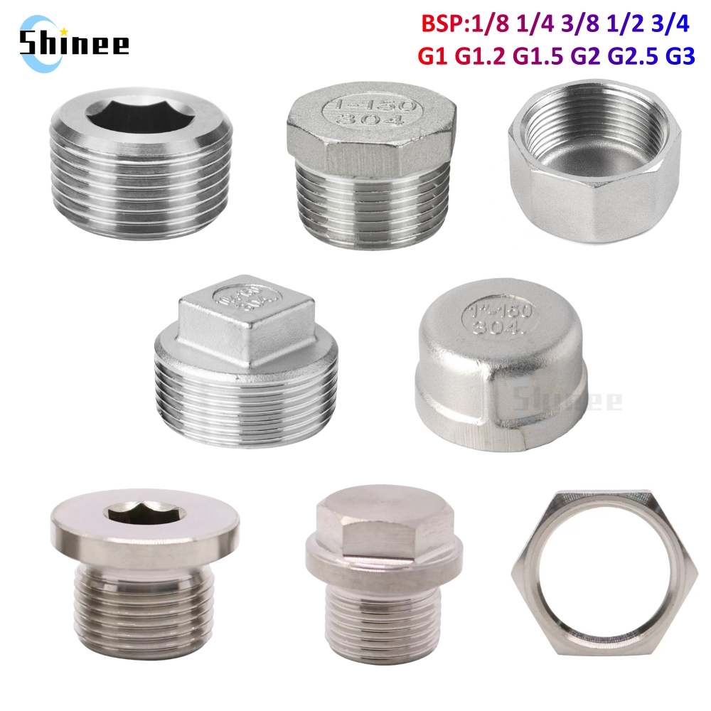 1/5/10 個 1/8 "1/4" 3/8" 1/2" 3/4" 1" G1.2 BSP オス皿フランジ六角角エンドプラグキャップ 304 ステンレス鋼パイプ継手
