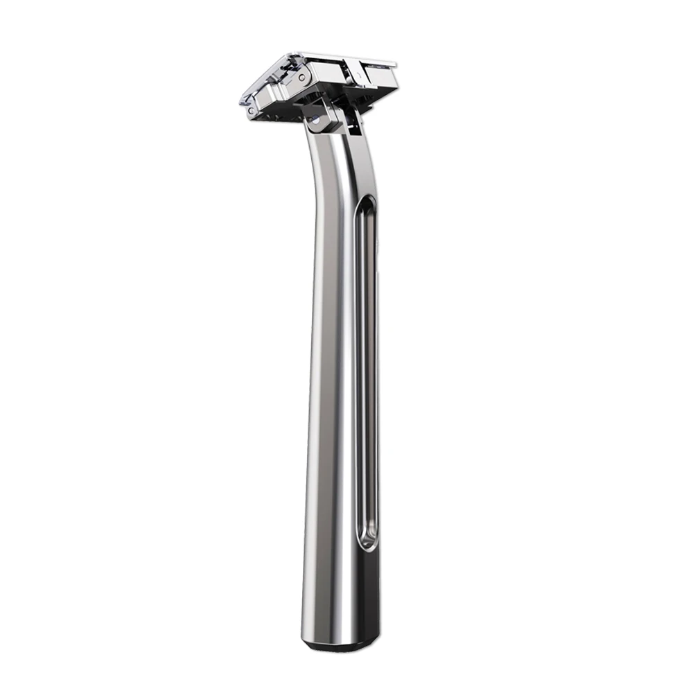 Whityle 20T Glide Pro 4D Rasoio di sicurezza super a doppio taglio Rasoio a mezza lama con custodia da viaggio in pelle per uomo Cura della toelettatura