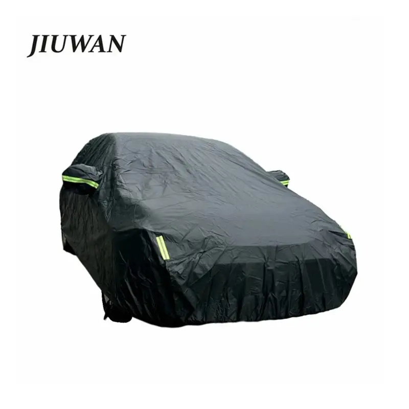 Cubierta Exterior completa para coche, parasol a prueba de polvo con tiras reflectantes, Universal, para Hatchback, sedán, SUV, color negro