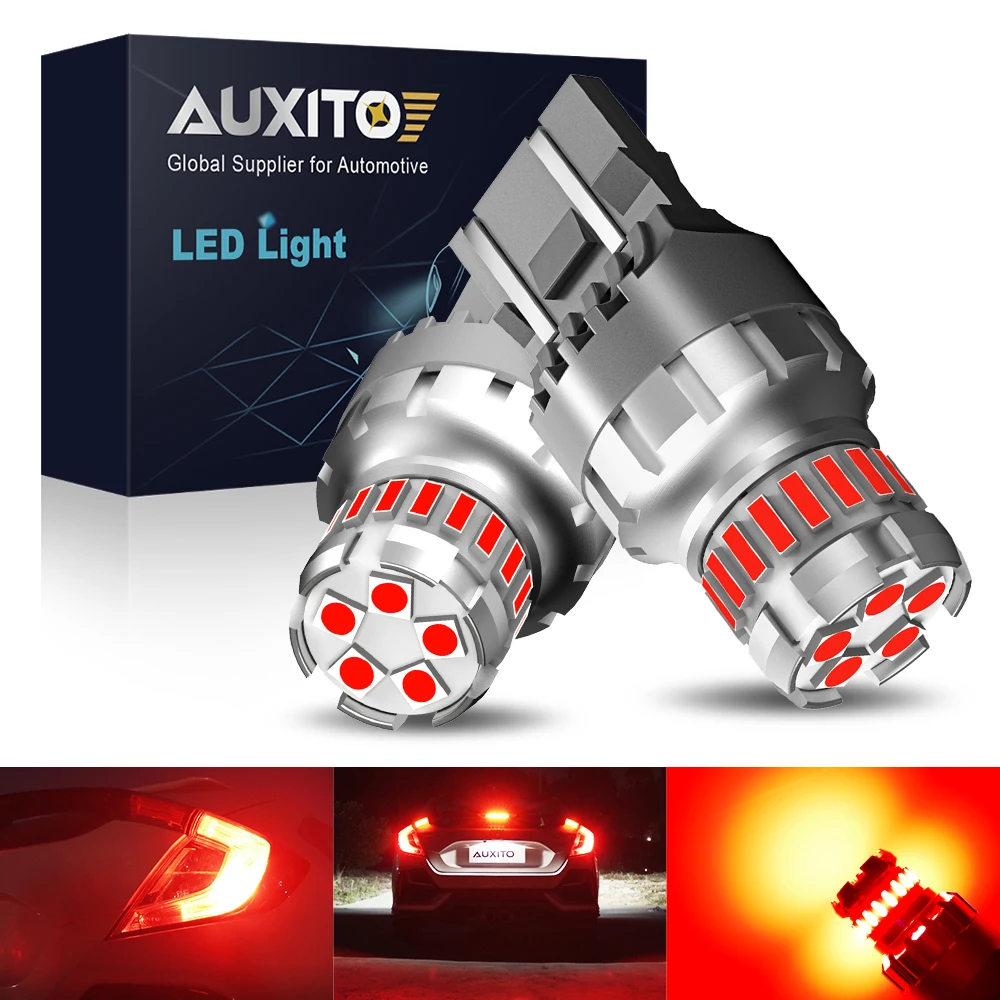 AUXITO 2 шт. T20 7443 Светодиодный стоп-сигнал W21W W21/5W 7440 Светодиодная лампа без ошибок, стробоскопическая вспышка, красный, белый, резервный, задний, DRL, стояночные огни