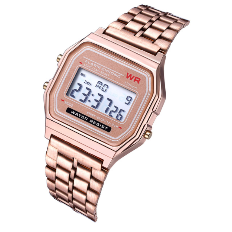 F91W Relógios de aço para homens e mulheres, Relógio de negócios, Multifunções LED Digital Sports Wrist Watch, Relógio eletrônico, Relógio eletrônico