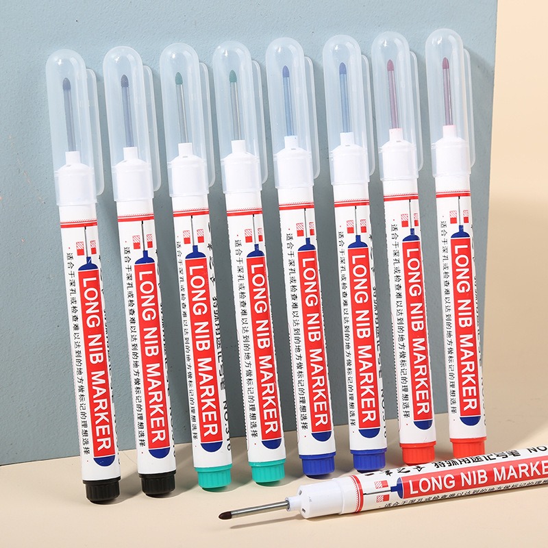 4-100Pcs 2cm Waterproof Long Head Markers Deep Hole Marker Pen for Metal Carpenter Red/Black/Blue/Green /White Woodworking Tools