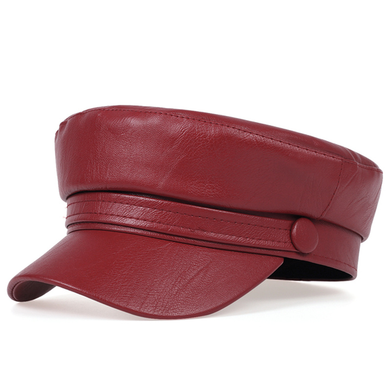 Nueva boina de cuero coreana, sombrero de moda para mujer, sombreros salvajes súper fuego, gorras de ocio al aire libre de alta calidad