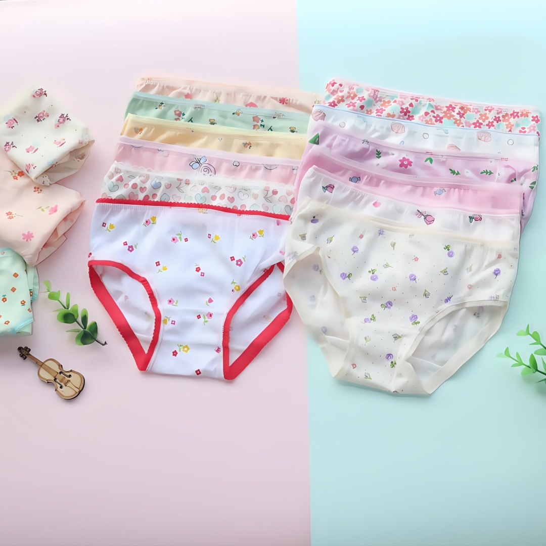 12pcs/Lot Baby Underwear Kids Panties Briefs Girls Underpants 2-12Years