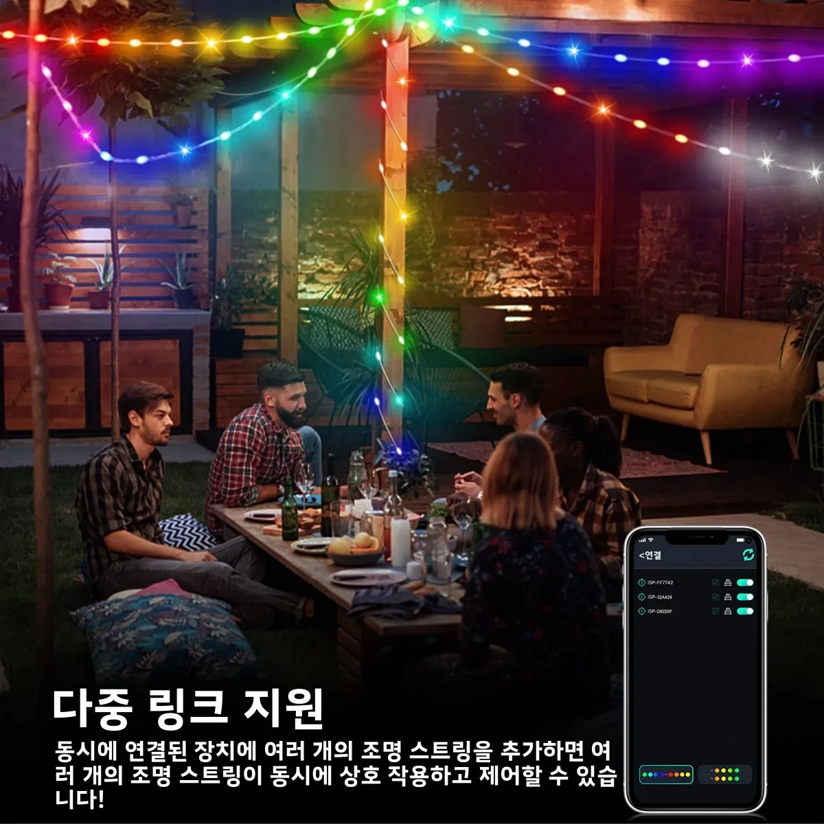 20M 10M 5M LED 축제 조명 요정 문자열 빛 스마트 블루투스 주소 지정 가능 커튼 조명 화환 꽃 홈 파티 장식