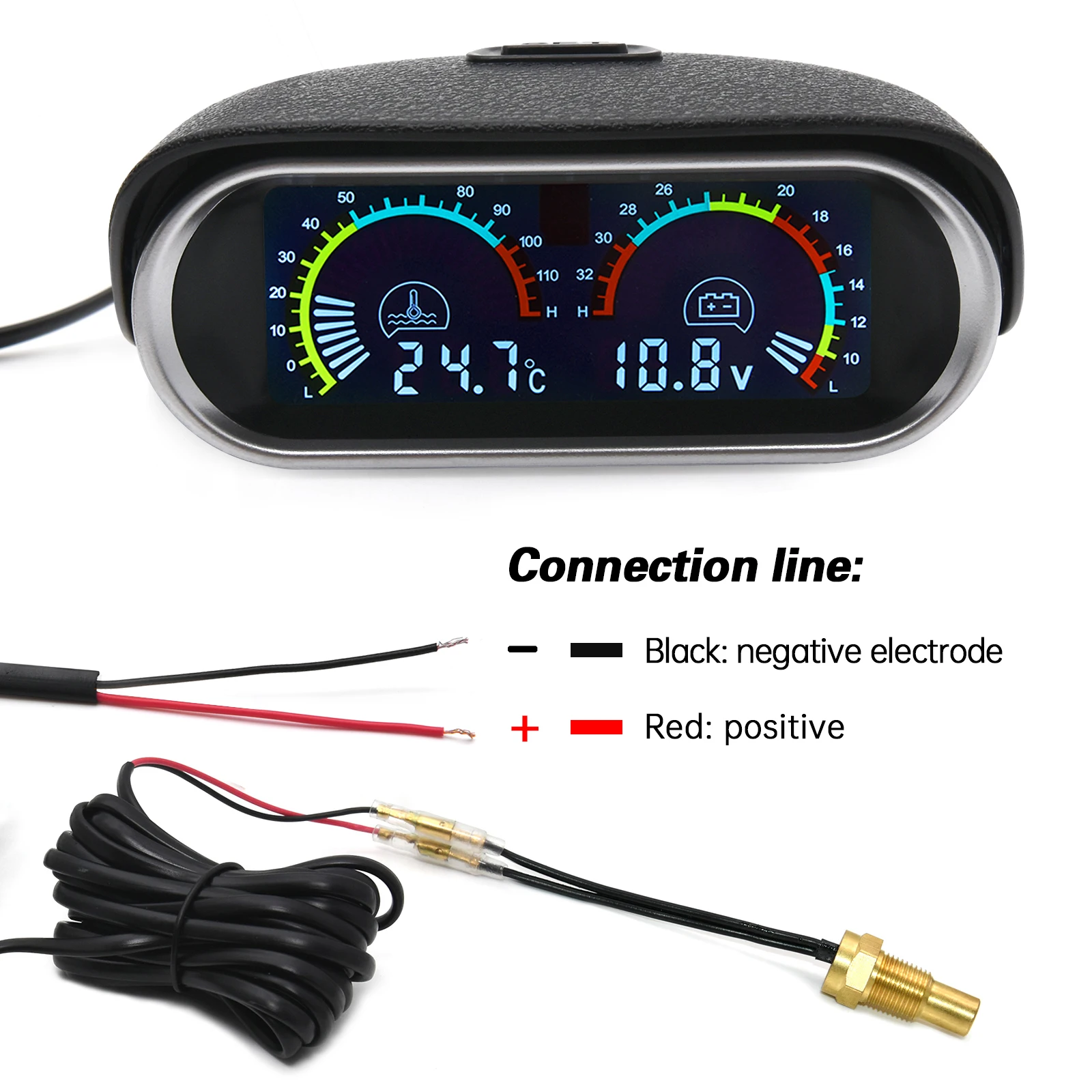 Digitales 2-in-1-LCD-Messgerät Voltmeter Wasser temperatur messer mit Sensor 120 npt 0 ~ Celsius Wasser temperatur anzeige für Auto 12V 24V