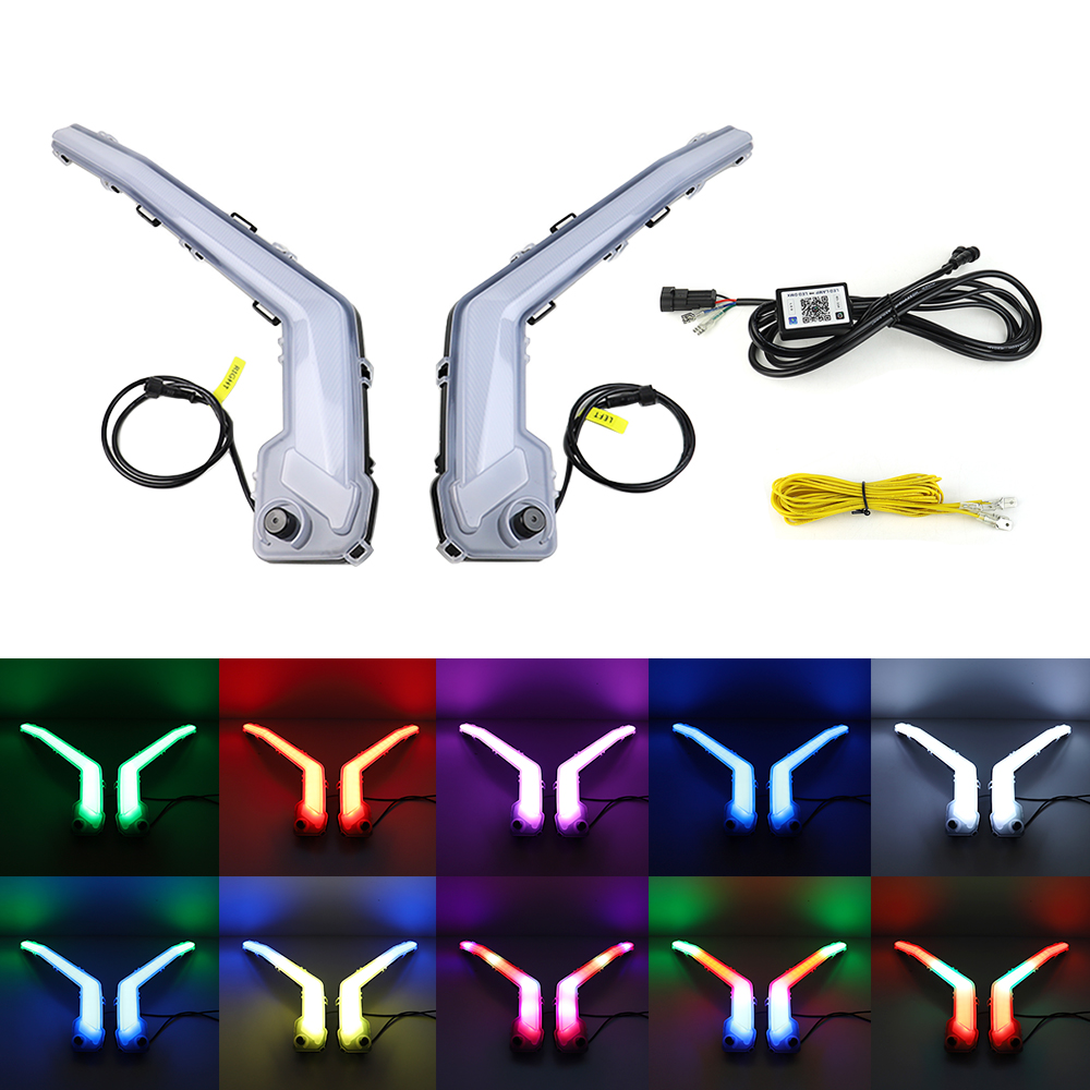 Luzes dianteiras de assinatura LED, sinal de giro RGB para Can-Am Maverick X3 XDS XRS Max Turbo R 2017-2022, #710004994 & 710004995
