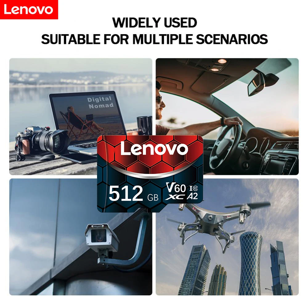 Lenovo Memory Card 128GB Class 10 V60 TF Card 2TB 1TB 512GB 256GB A2 U3 Micro SD Card  For Mobile Phone PC Speaker HD Camera