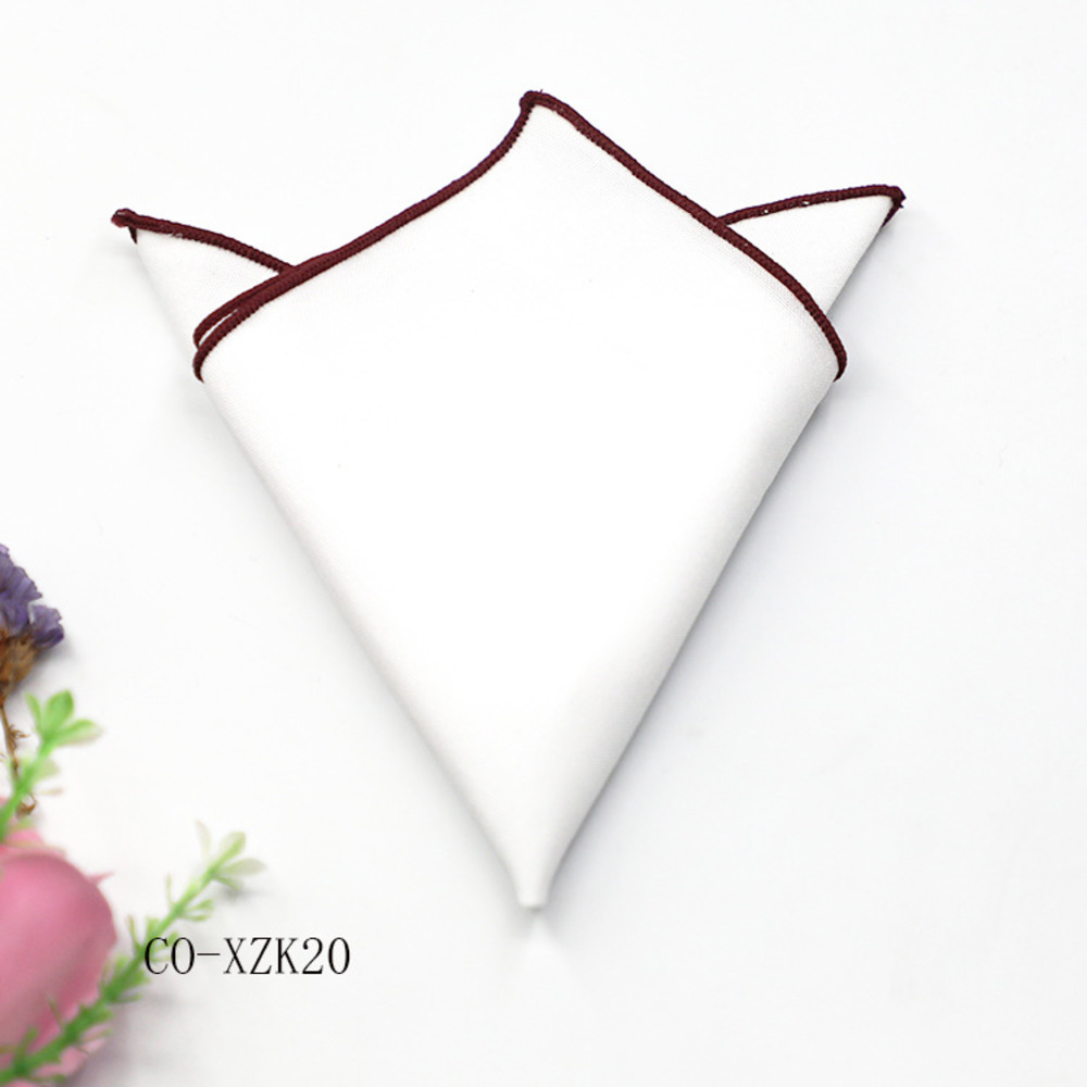 ชุดสูทผู้ชายผ้าฝ้ายสีน้ำตาลลายขวางขนาดกระเป๋าสี่เหลี่ยมจัตุรัส23ซม. ผ้าเช็ดหน้าสำหรับเจ้าบ่าวจัดงานแต่งงานปาร์ตี้ผูกหน้าอกอุปกรณ์เสริม