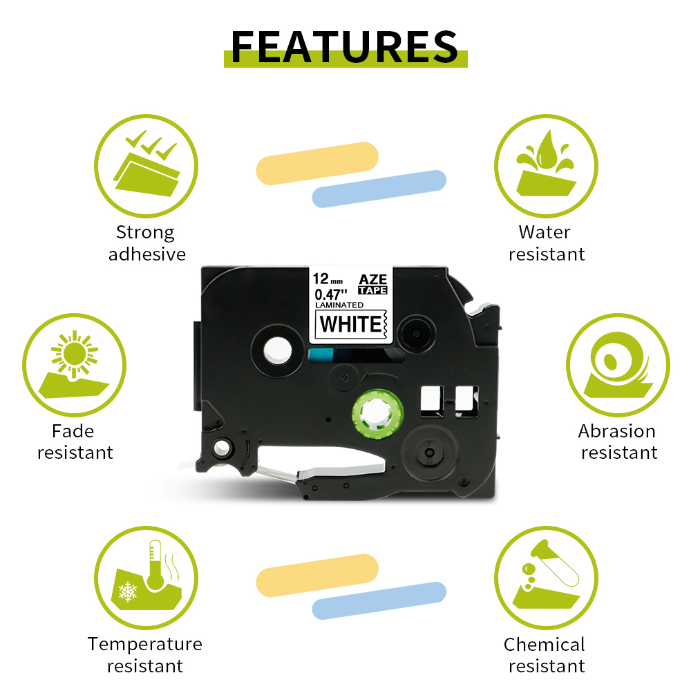 リボン 12 ミリメートル 231 631 ブラザーラベルテープ用 TZe ラベルテープ 231 黒地に白 PTouch PTH110 ラベルプリンタ用