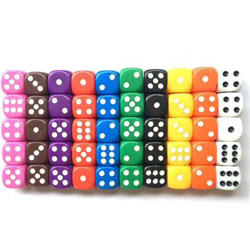 6-Sided Spot Playing Games Dice Set, Opaco Dice para Bar, Pub, Clube, Festa, Jogo de Tabuleiro, Multi Color, Alta Qualidade, 16mm, 10Pcs