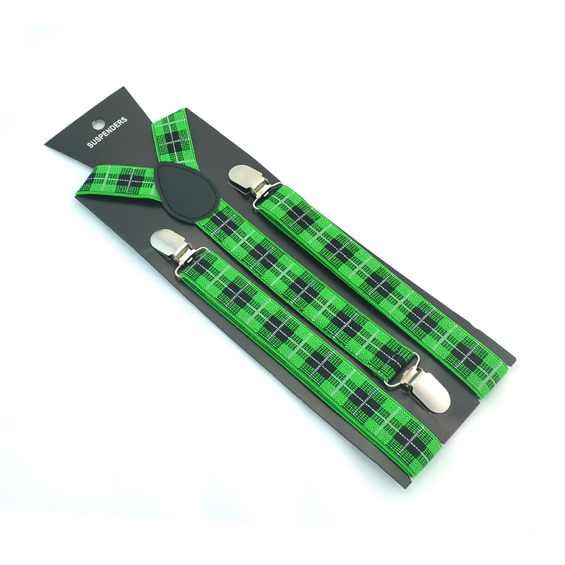 ผู้ชายผู้หญิงUnisex Clip-On Suspenders Elastic Slim Suspender 2.5 ซม.กว้าง 3 แฟชั่นเย็บปักถักร้อยลายสก๊อต/ตรวจสอบการออกแบบผสมจัดฟันสายคล้อง