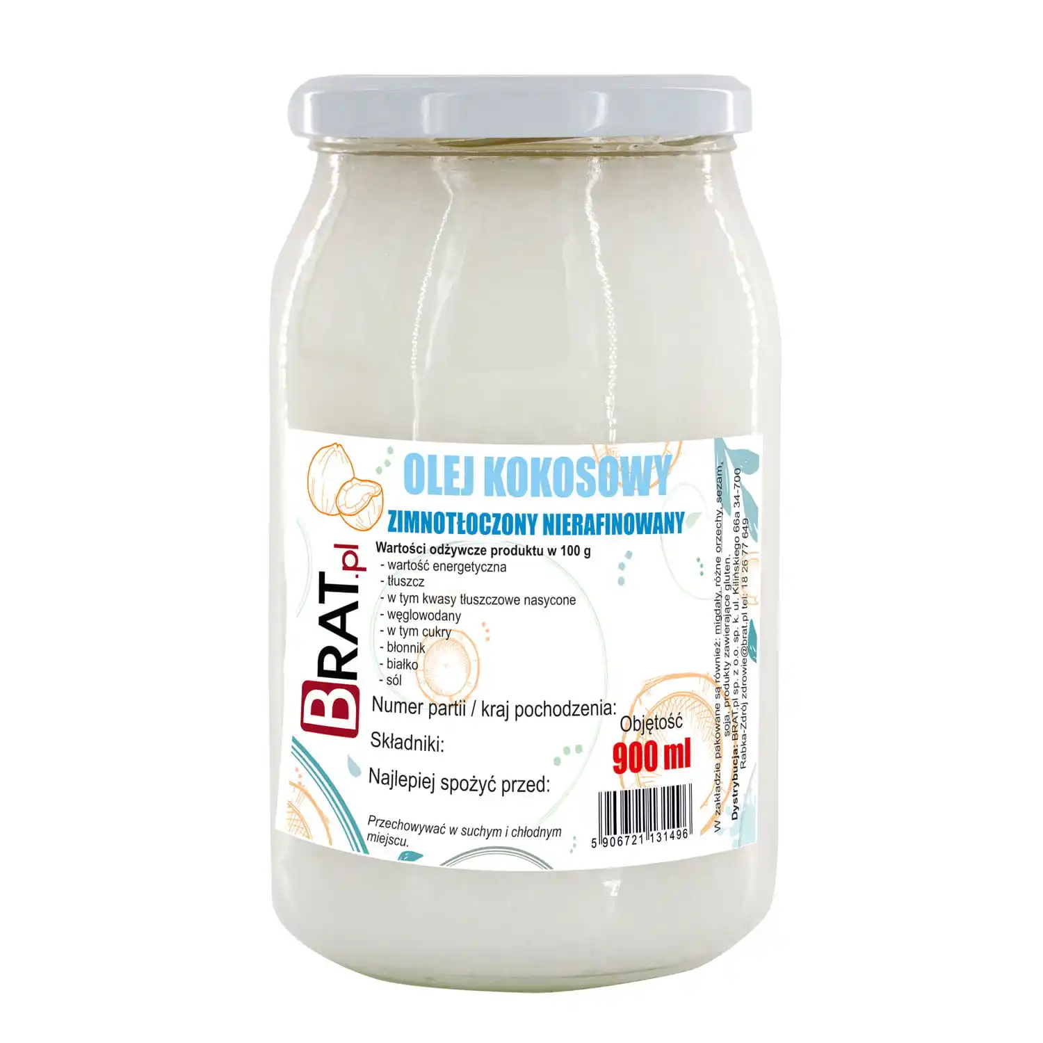 Olej kokosowy nierafinowany 900ml
