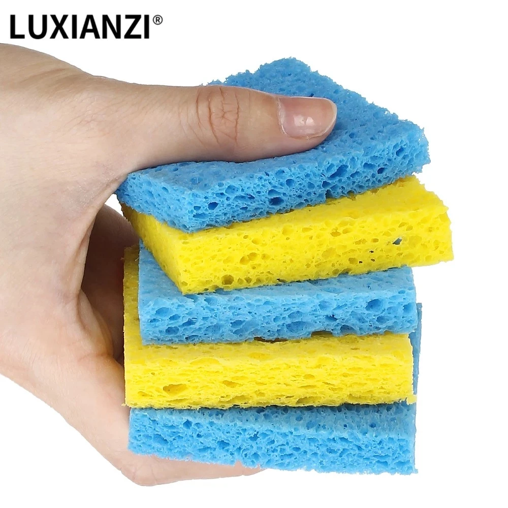 LUXIANZI 5 Máy Tính Vệ Sinh Miếng Cọ Rửa YellowBlue Nhiệt Độ Cao Bền Bỉ Bụi Bọt Biển Hàn Điện Mỏ Hàn Đầu