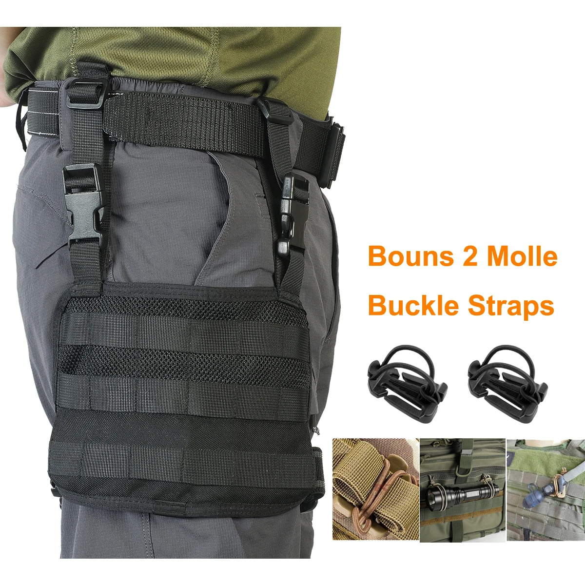 TAFTACFR Tactical Heavy Duty Mesh MOLLE Drop Leg Platform Universal Drop Leg Panel with Adjustable Belt & Thigh Straps