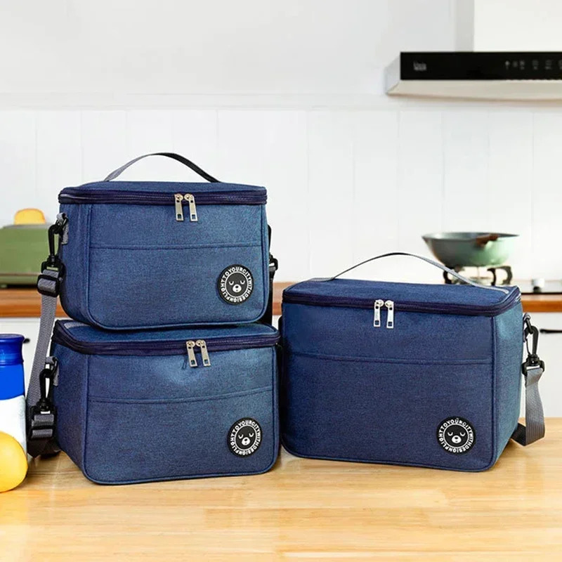 Bolsa de mano aislante de gran capacidad con correas para los hombros, bolsa de almuerzo, bolsa bento gruesa impermeable para estudiantes, bolsa de picnic